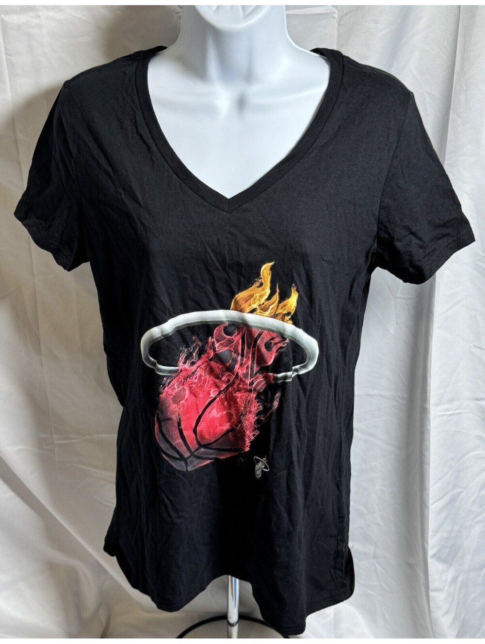 Fanatics Miami Heat Black Midnight Mascot V-Neck T-Shirt Womens S NWT